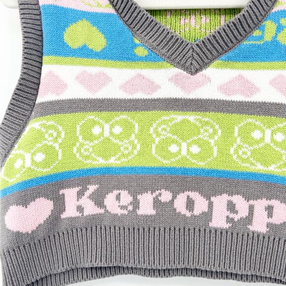 Forever 21 x Hello Kitty Womens Kidcore Sanrio Keroppi Cropped Sweater Vest M - Picture 3 of 5